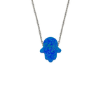 FATIMAS HAND KETTE DUNKELBLAU aus 925 Silber - Eleganter Halskette - AURIME