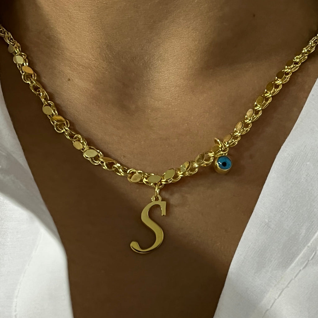 GERSTEN KETTE MIT BUCHSTABE aus 925 Silber - Eleganter Halskette - AURIME