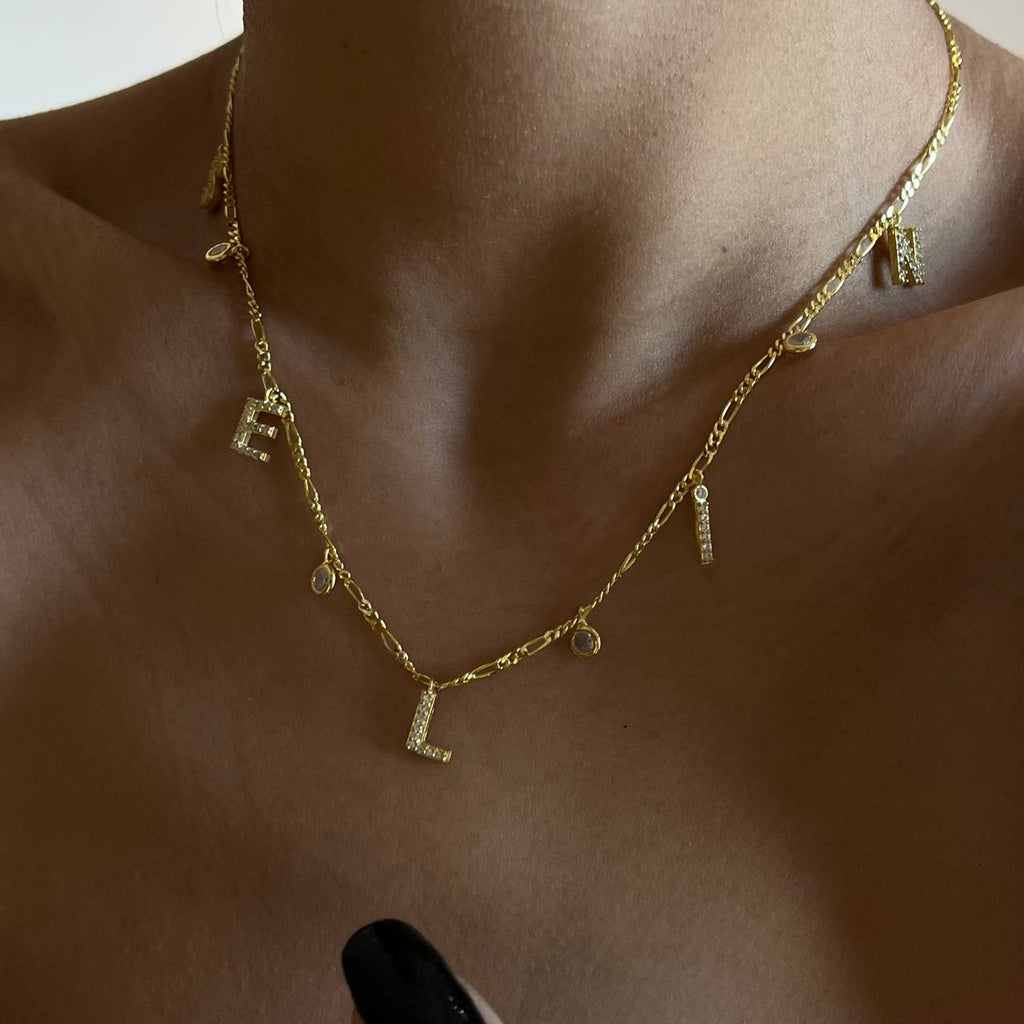 NAMENSKETTE MIT ZIRKONIA STEIN aus 925 Silber - Eleganter Halskette - AURIME