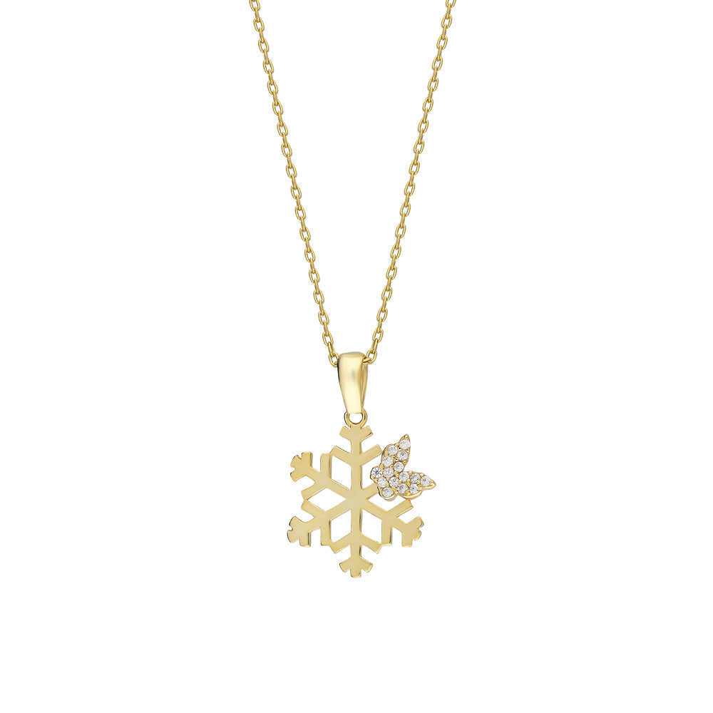 SCHNEEFLOCKE HALSKETTE MIT ZIRKONIA aus 925 Silber - Eleganter Halskette - AURIME