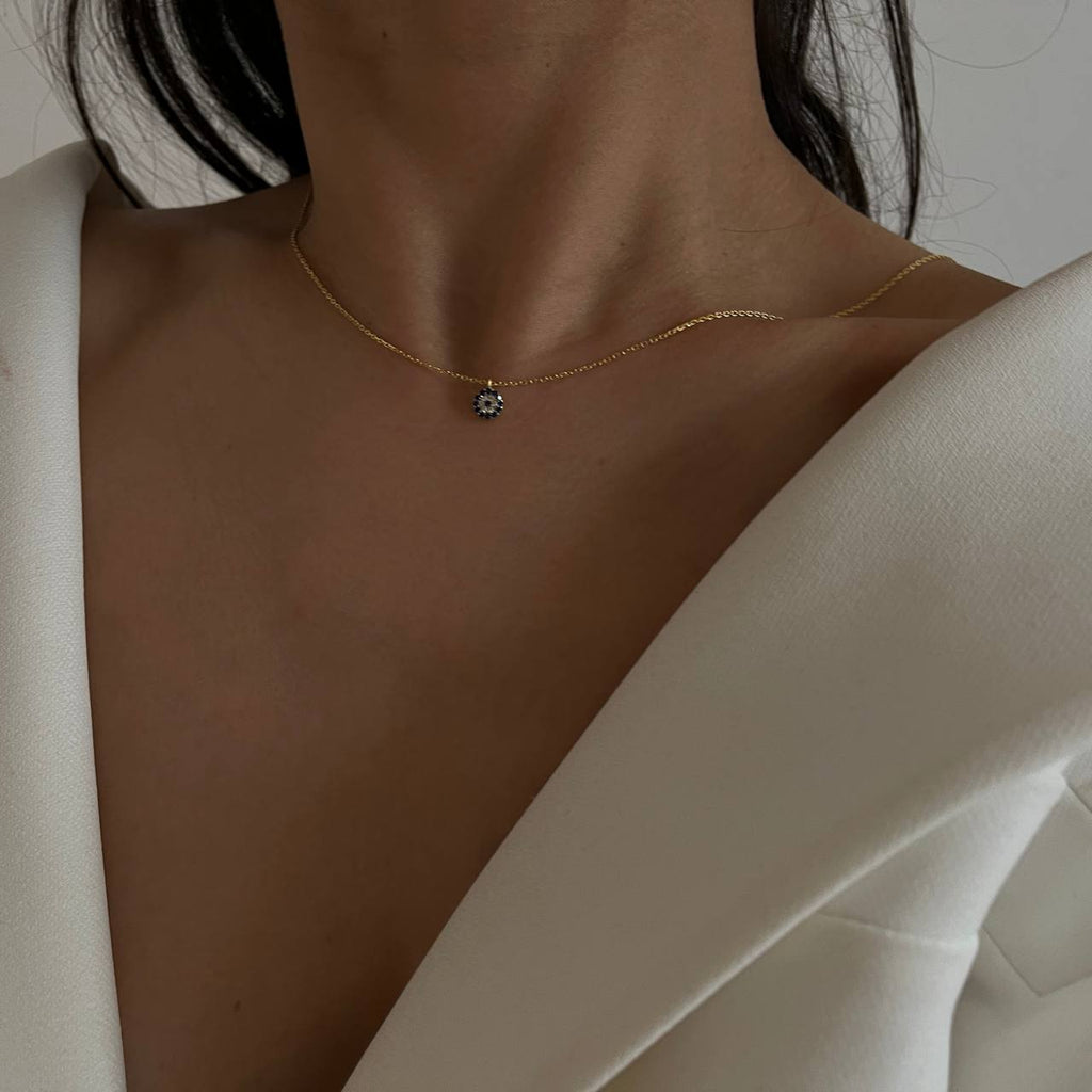 MINI NAZAR ZIRKONIA HALSKETTE aus 925 Silber - Eleganter Halskette - AURIME