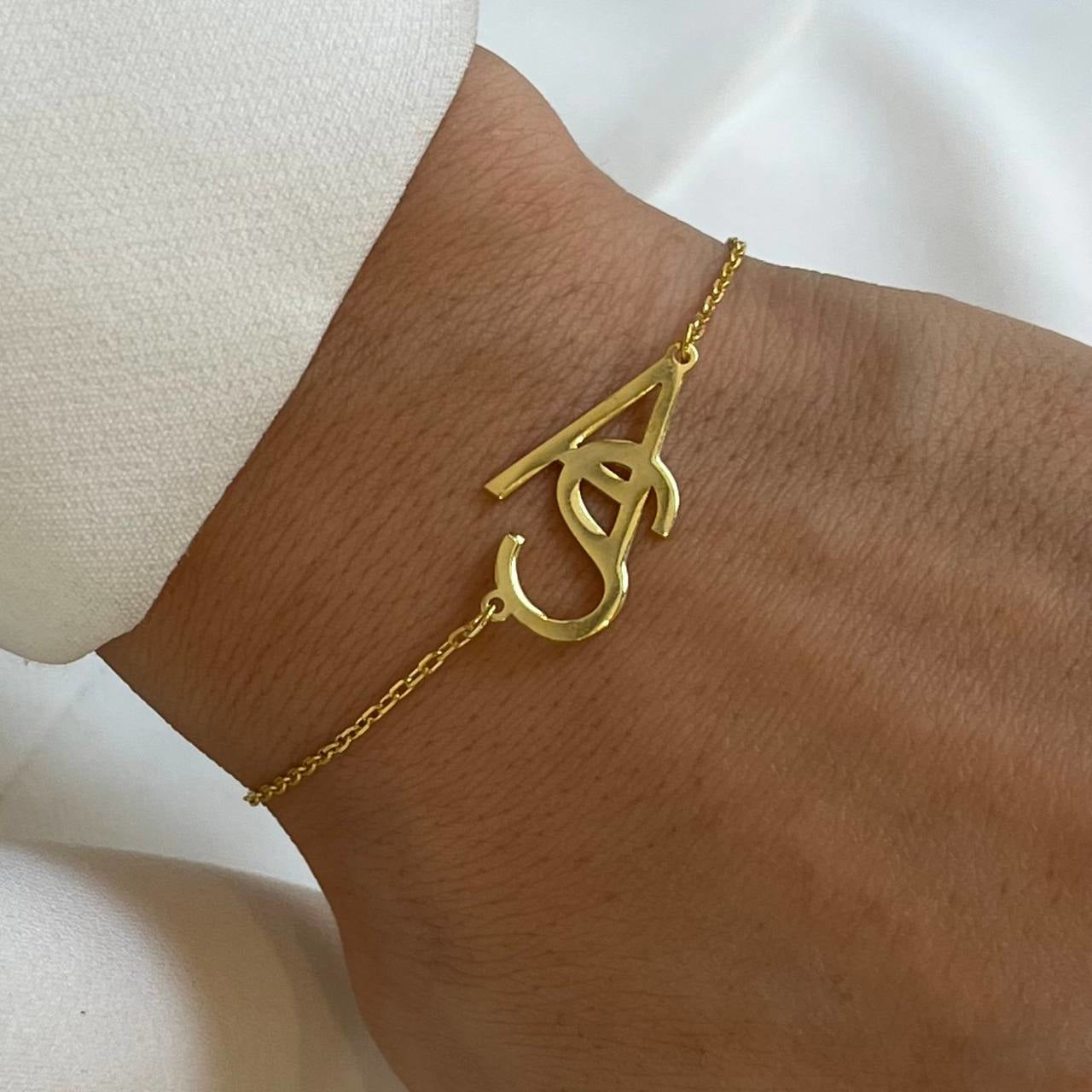 ZWEIER BUCHSTABEN ARMKETTE aus 925 Silber - Eleganter Halskette - AURIME