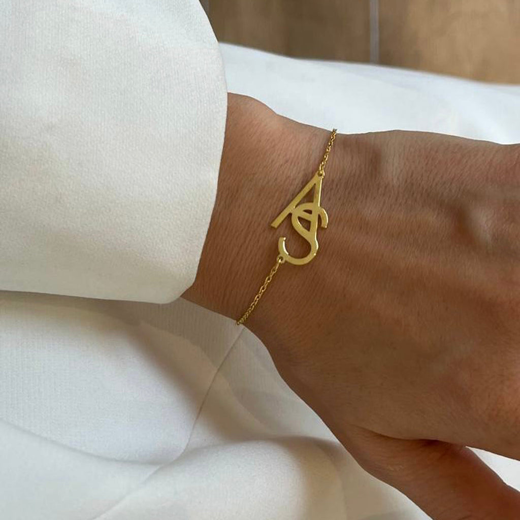 ZWEIER BUCHSTABEN ARMKETTE aus 925 Silber - Eleganter Halskette - AURIME