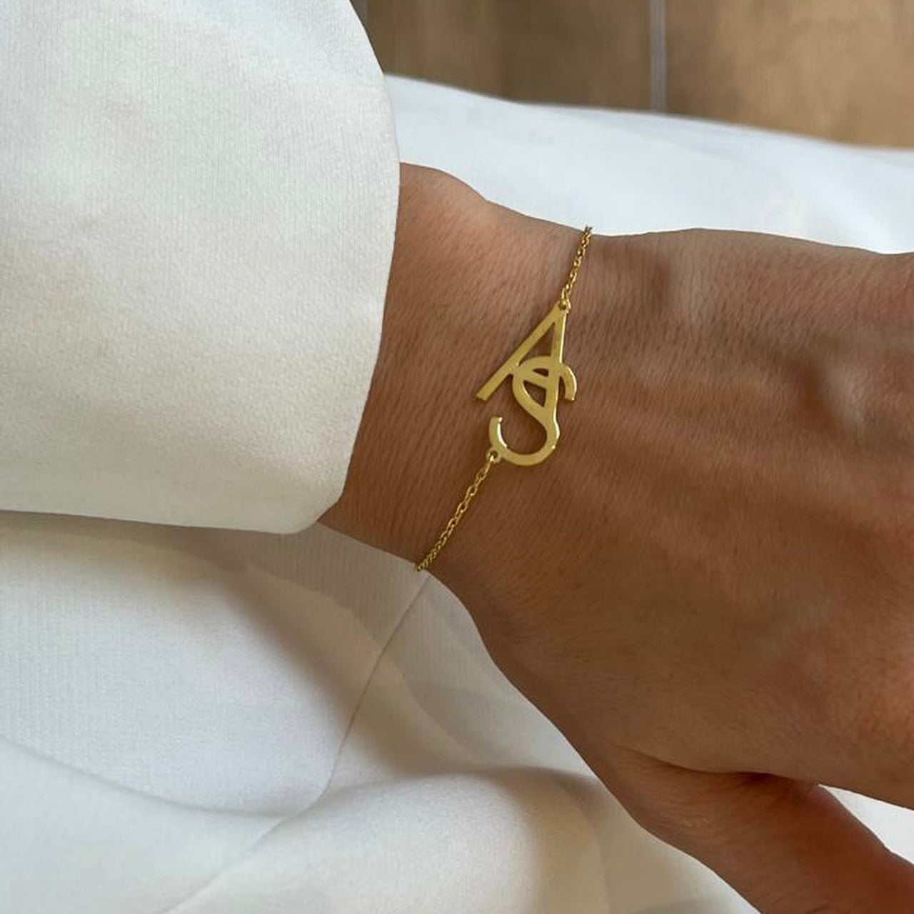 ZWEIER BUCHSTABEN ARMKETTE aus 925 Silber - Eleganter Halskette - AURIME