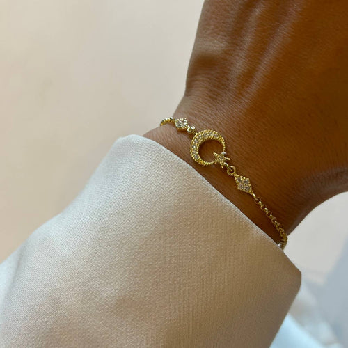 Elegante AYYILDIZ Armkette aus 925 Silber von Aurime, detailreiche Schmuckkette mit filigranen Mustern.