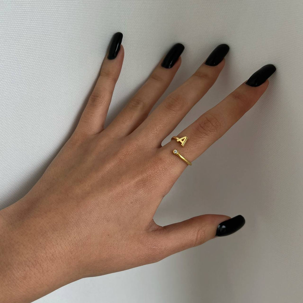 Letter Diamond basic ring (8255699714350)