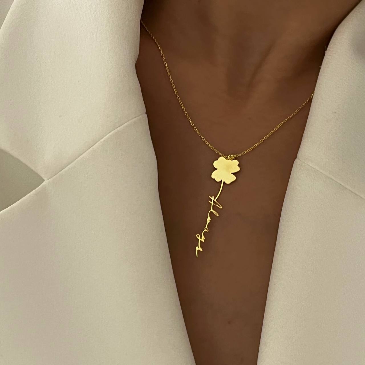 KLEEBLATT NAMENSKETTE aus 925 Silber - Eleganter Halskette - AURIME