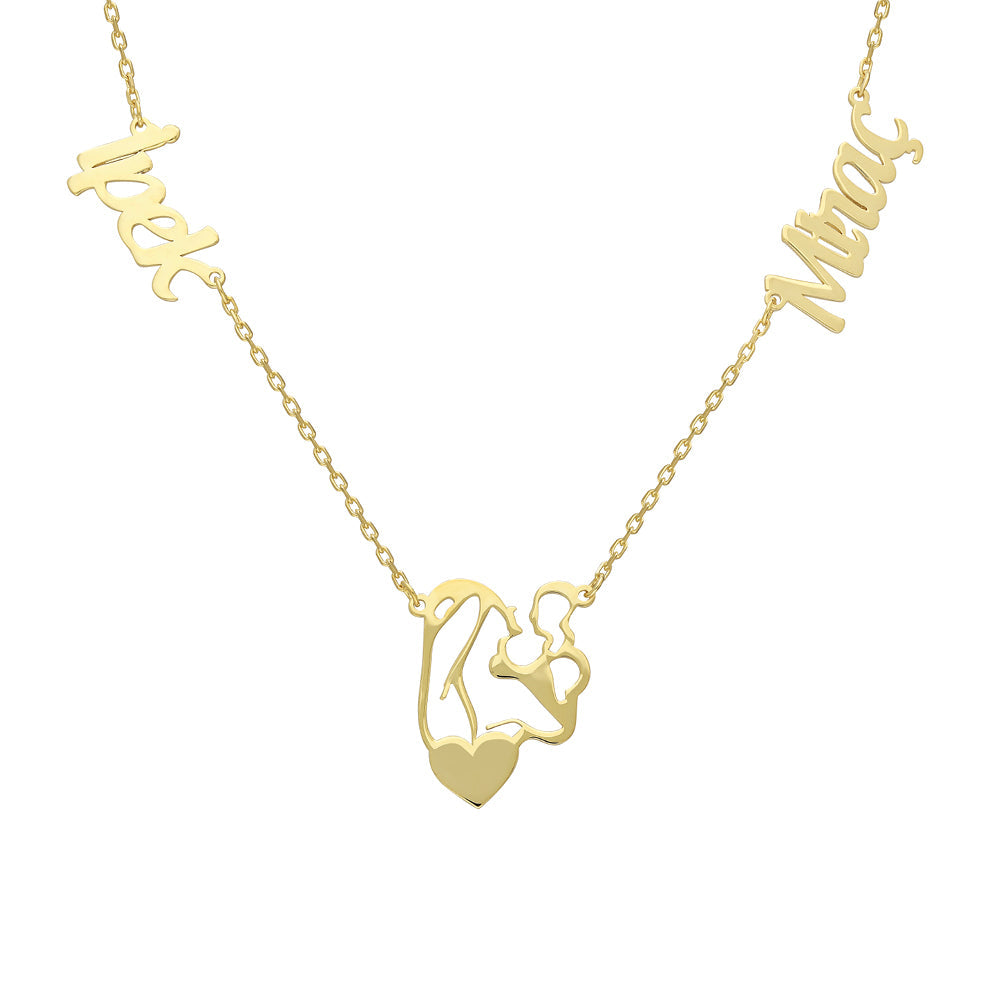 MOM HALSKETTE MIT ZWEI WUNSCHNAMEN aus 925 Silber - Eleganter Halskette - AURIME