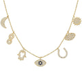 925 Silber Glücksanhänger Halskette von AURIME, filigraner Anhänger mit Glückssymbolen, eleganter Schmuck für Damen