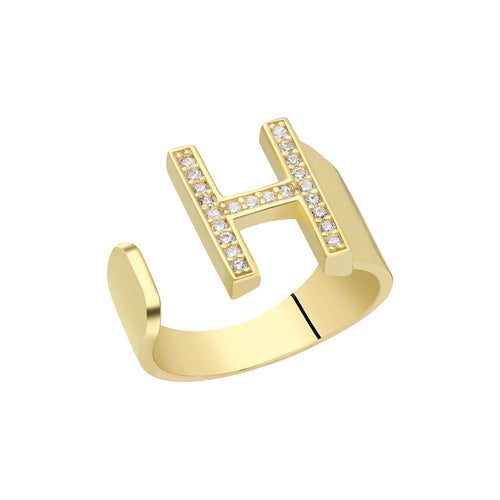 BABS Buchstaben Ring aus 925 Silber von AURIME, detailreiche Gravur mit Buchstaben, elegantes Design, glänzendes Silberfinish