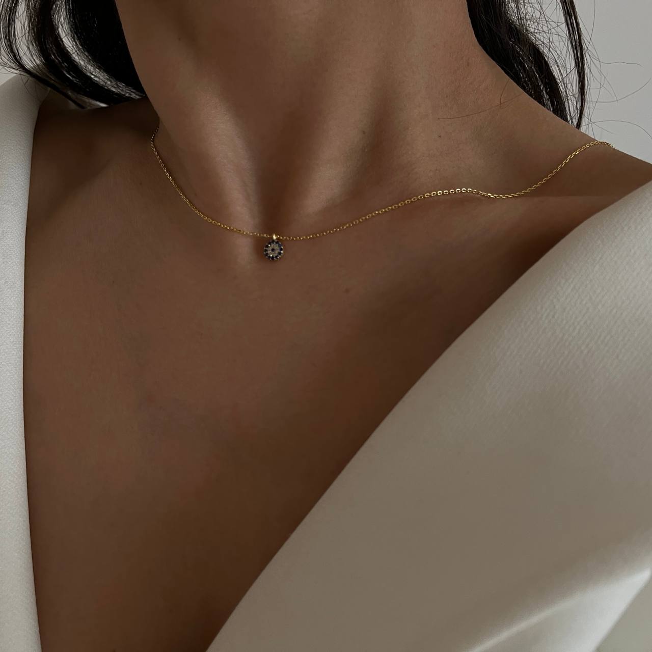 MINI NAZAR ZIRKONIA HALSKETTE aus 925 Silber - Eleganter Halskette - AURIME