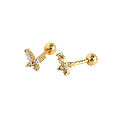 AURIME Butterfly Zirkonia Piercing mit silbernem Schmetterlingsdesign und funkelnden Zirkonia-Steinen, für elegante Ohrenschmuck-Accessoires