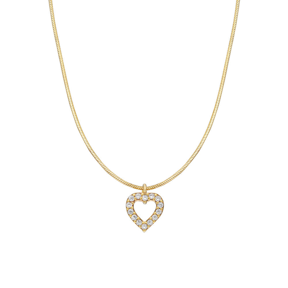 MINI ZIRKONIA HERZ HALSKETTE aus 925 Silber - Eleganter Halskette - AURIME