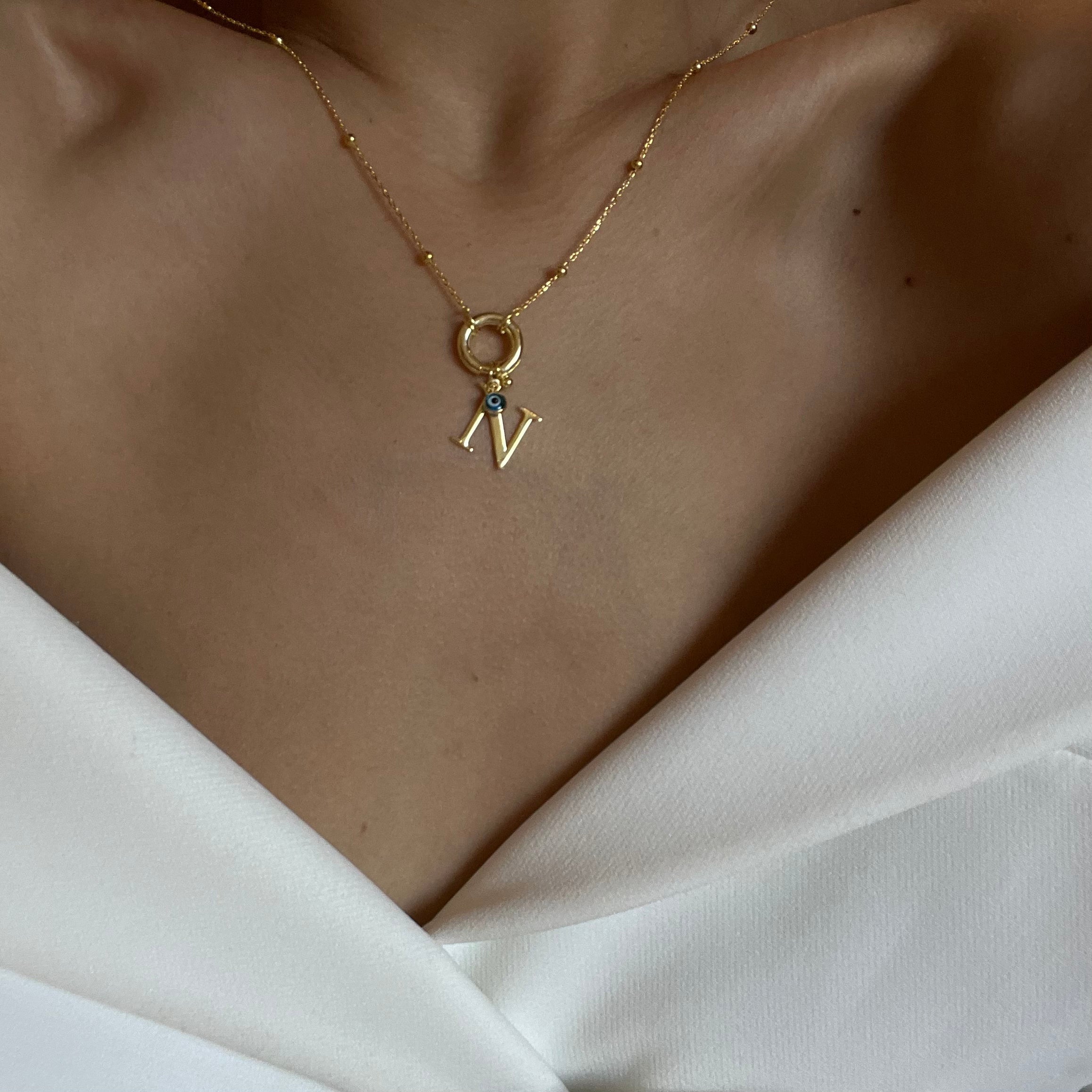 BUCHSTABEN CHAIN MIT NAZAR aus 925 Silber - Hochwertiger Schmuck - AURIME