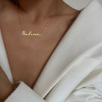 WAAGERECHTE ZIRKONIA SIGNATUR NAMENSKETTE aus 925 Silber - Eleganter Halskette - AURIME