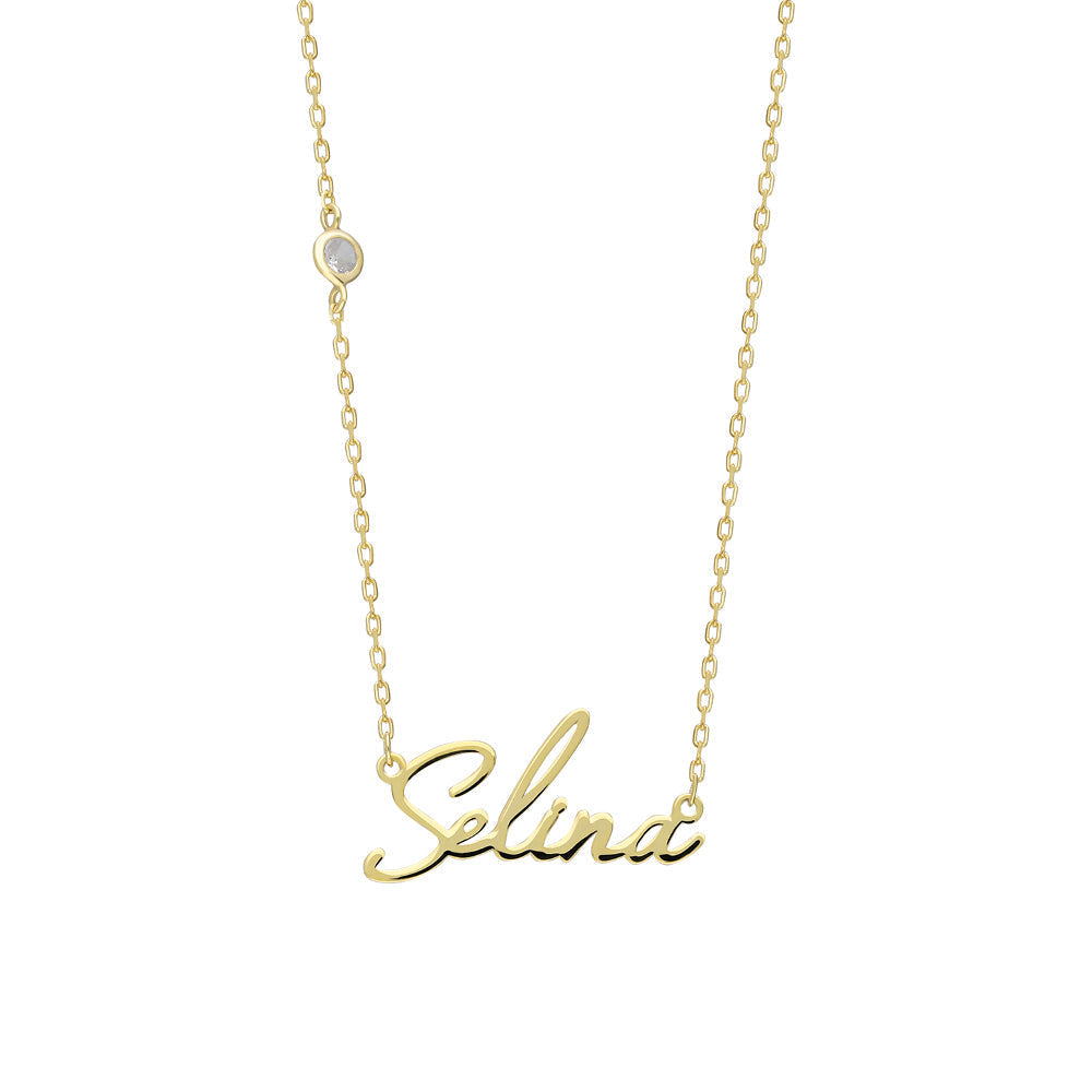 WAAGERECHTE NAMENSKETTE MIT STEIN aus 925 Silber - Eleganter Halskette - AURIME