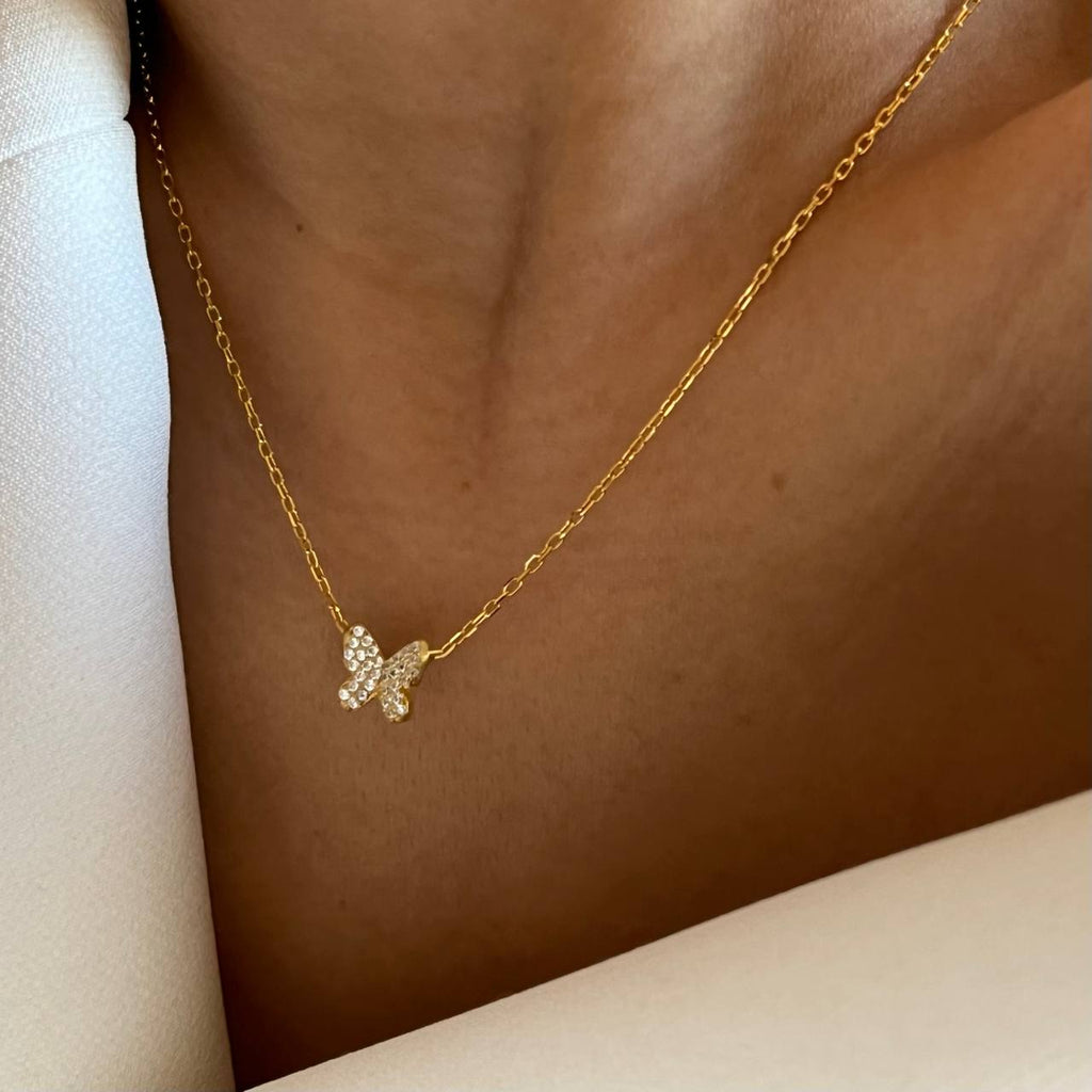 MINIMAL BUTTERFLY HALSKETTE aus 925 Silber - Eleganter Halskette - AURIME