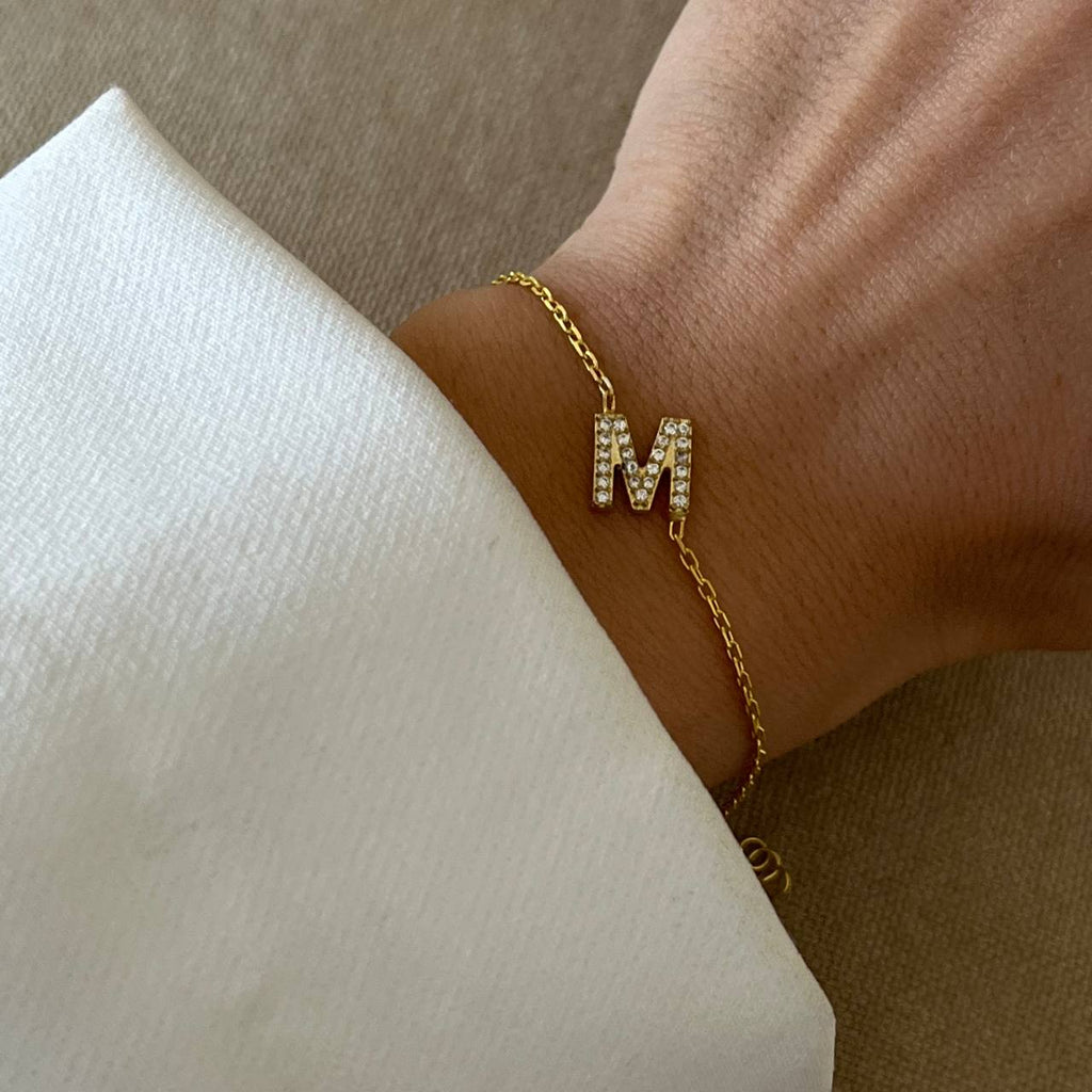 ZIRKONIA LETTER ARMKETTE aus 925 Silber - Eleganter Halskette - AURIME