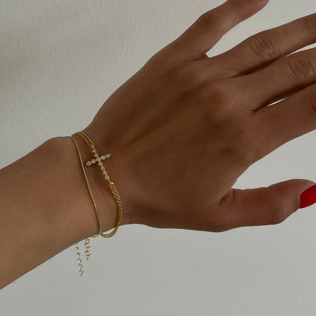 KREUZ ARMKETTE aus 925 Silber - Eleganter Halskette - AURIME