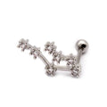 Sterzeichen Zirkonia Piercing aus 925 Silber von AURIME, detailreiche Gestaltung mit funkelndem Zirkonia, tragbar im Ohr.