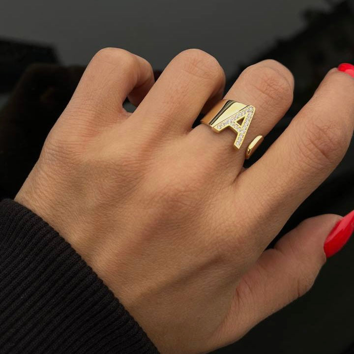 BABS BUCHSTABEN RING aus 925 Silber - Eleganter Ring - AURIME