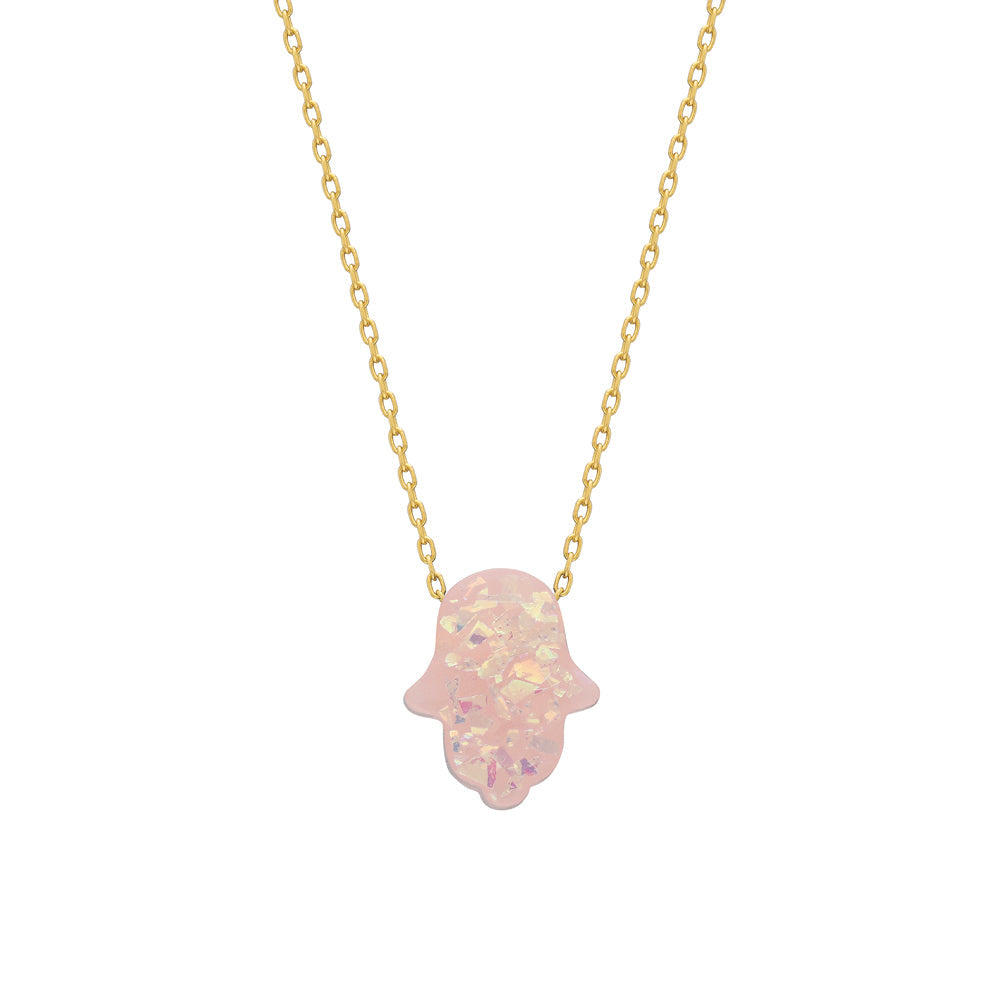 FATIMAS HAND KETTE PINK aus 925 Silber - Eleganter Halskette - AURIME
