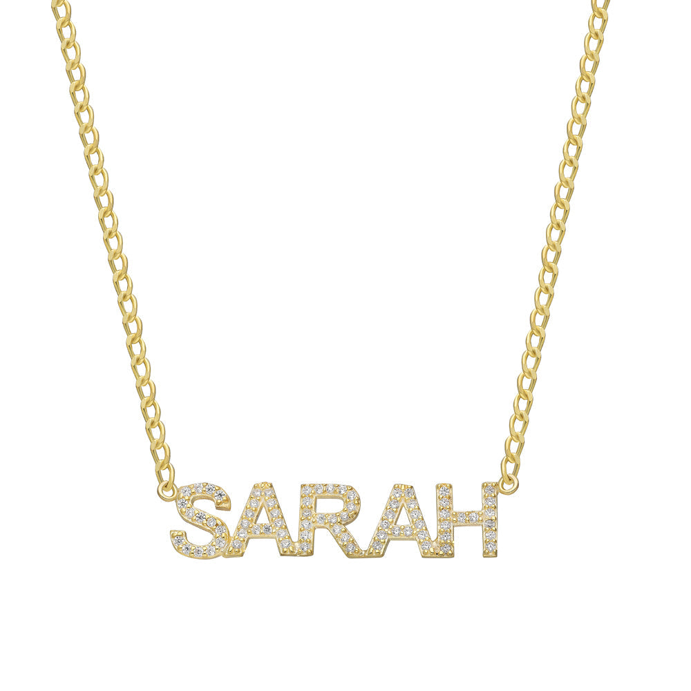 FULL ZIRKONIA NAMENSKETTE II aus 925 Silber - Eleganter Halskette - AURIME