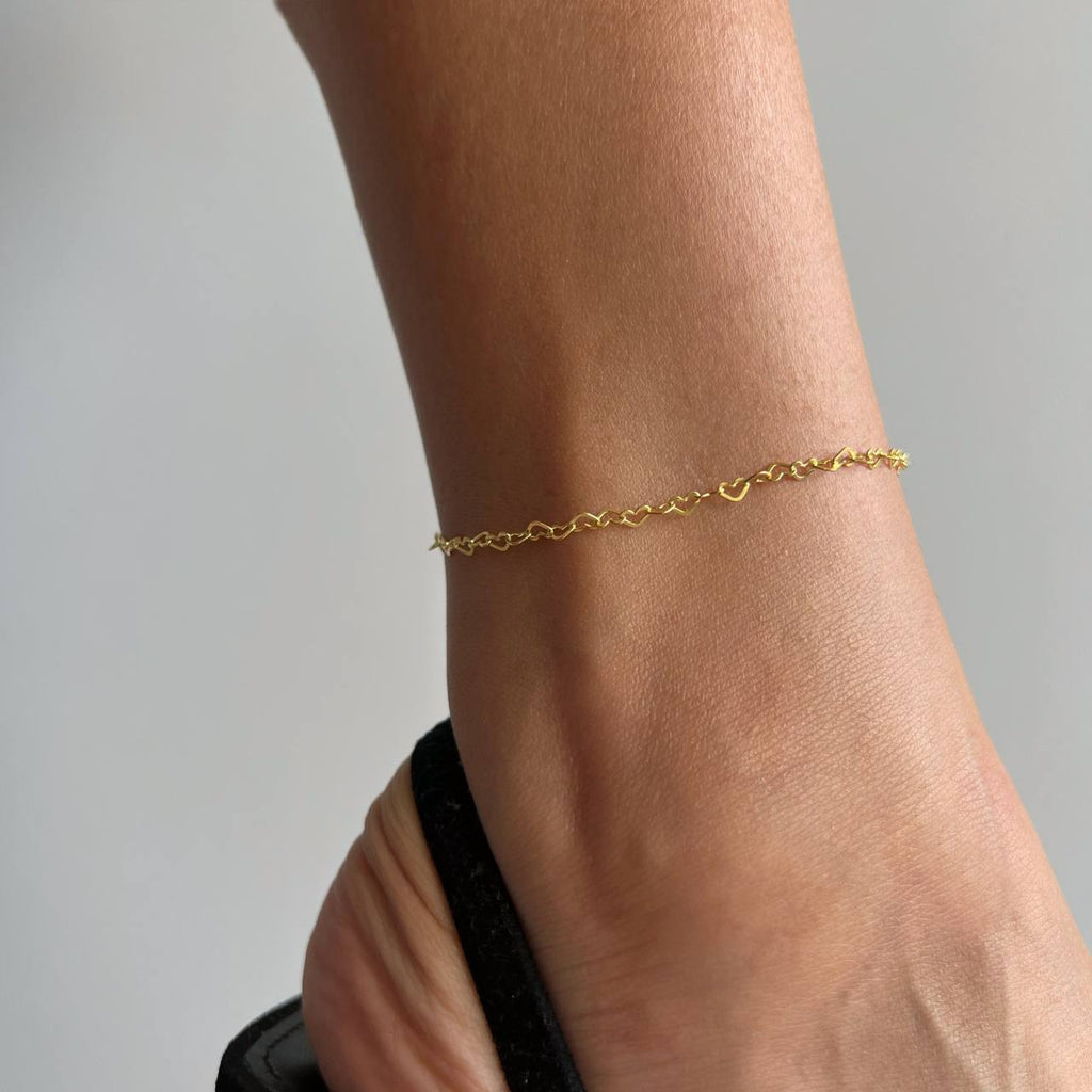 HERZ CHAIN FUSSKETTE aus 925 Silber - Eleganter Halskette - AURIME