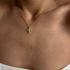 KREUZ KETTE MIT ZIRKONIA STEIN aus 925 Silber - Eleganter Halskette - AURIME