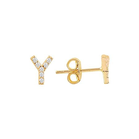 OHRSTECKER MIT ZIRKONIA BUCHSTABE aus 925 Silber - Hochwertiger Schmuck - AURIME