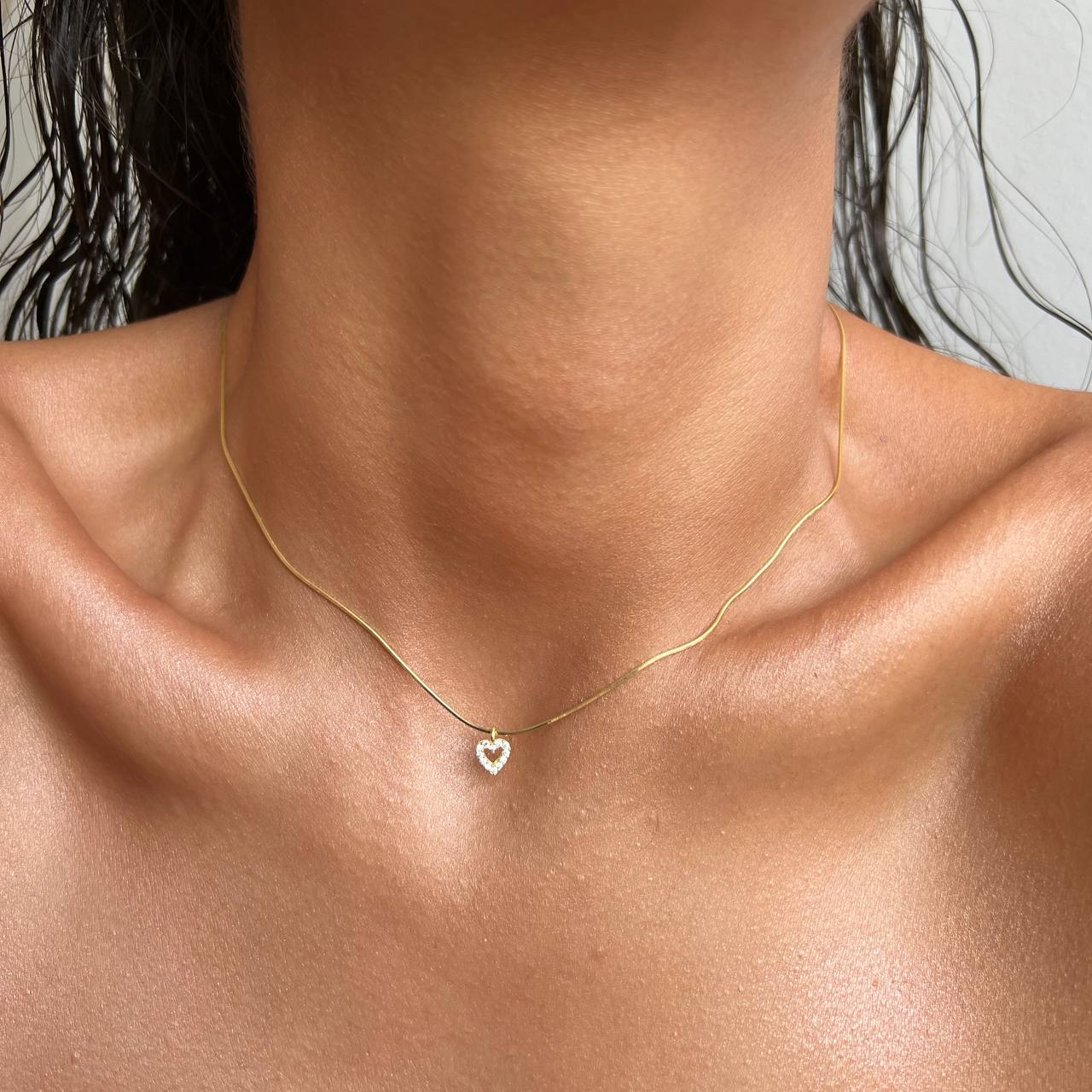 MINI ZIRKONIA HERZ HALSKETTE aus 925 Silber - Eleganter Halskette - AURIME