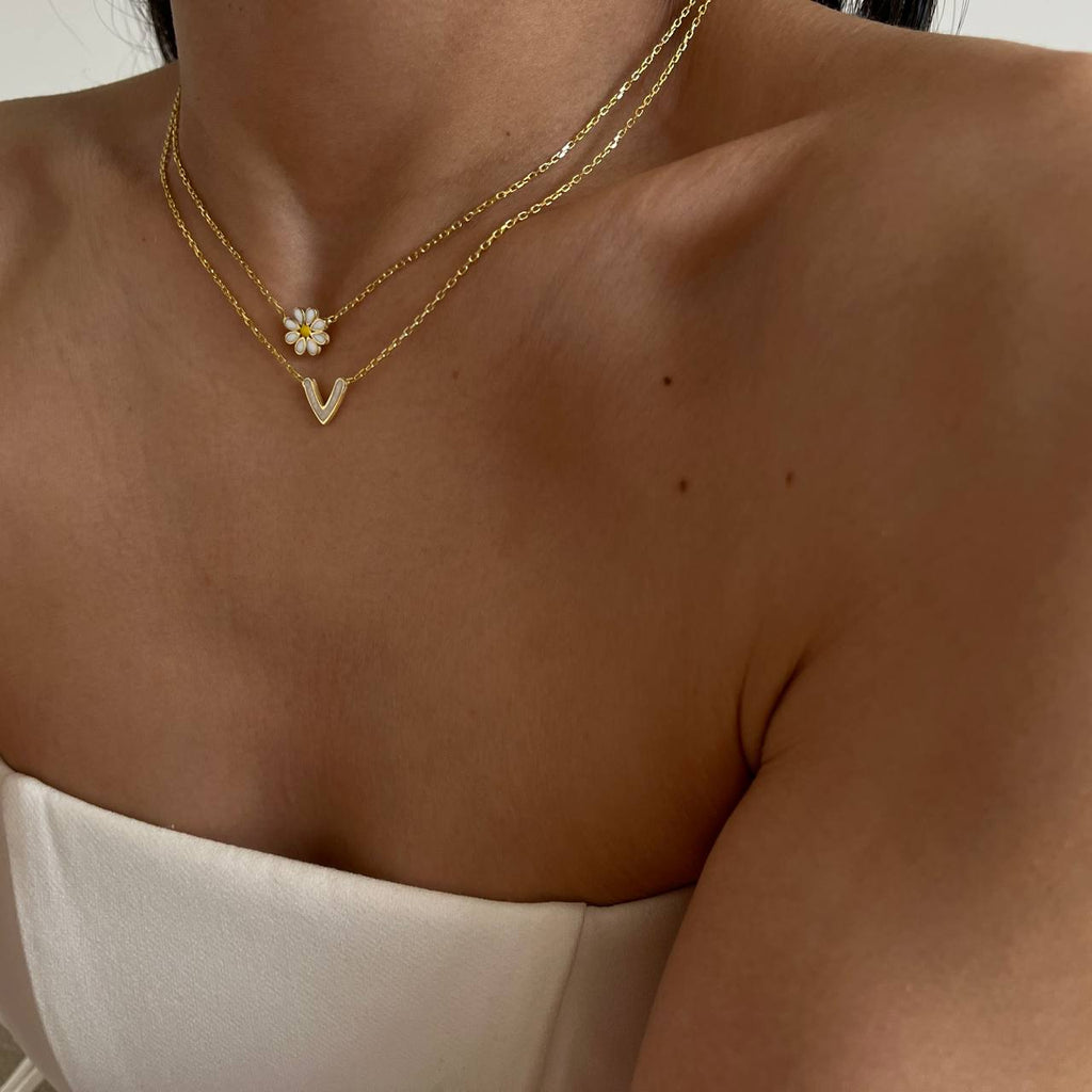 MINIMAL DAISY HALSKETTE aus 925 Silber - Eleganter Halskette - AURIME