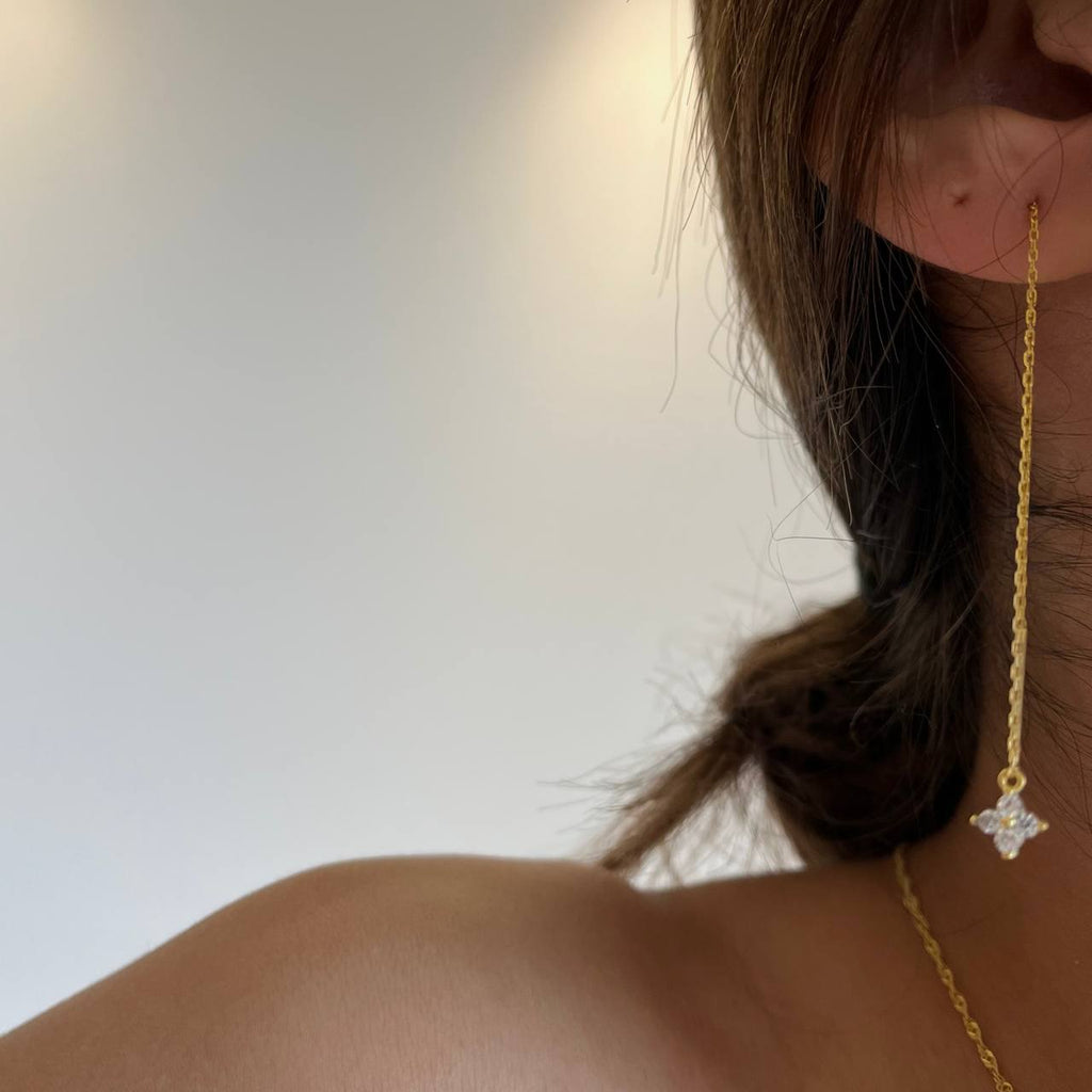 BLUME HÄNGEND OHRRING aus 925 Silber - Eleganter Ohrringe - AURIME