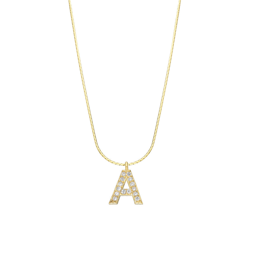 ZIRKONIA LETTER NECKLACE ITALI MINI aus 925 Silber - Hochwertiger Schmuck - AURIME
