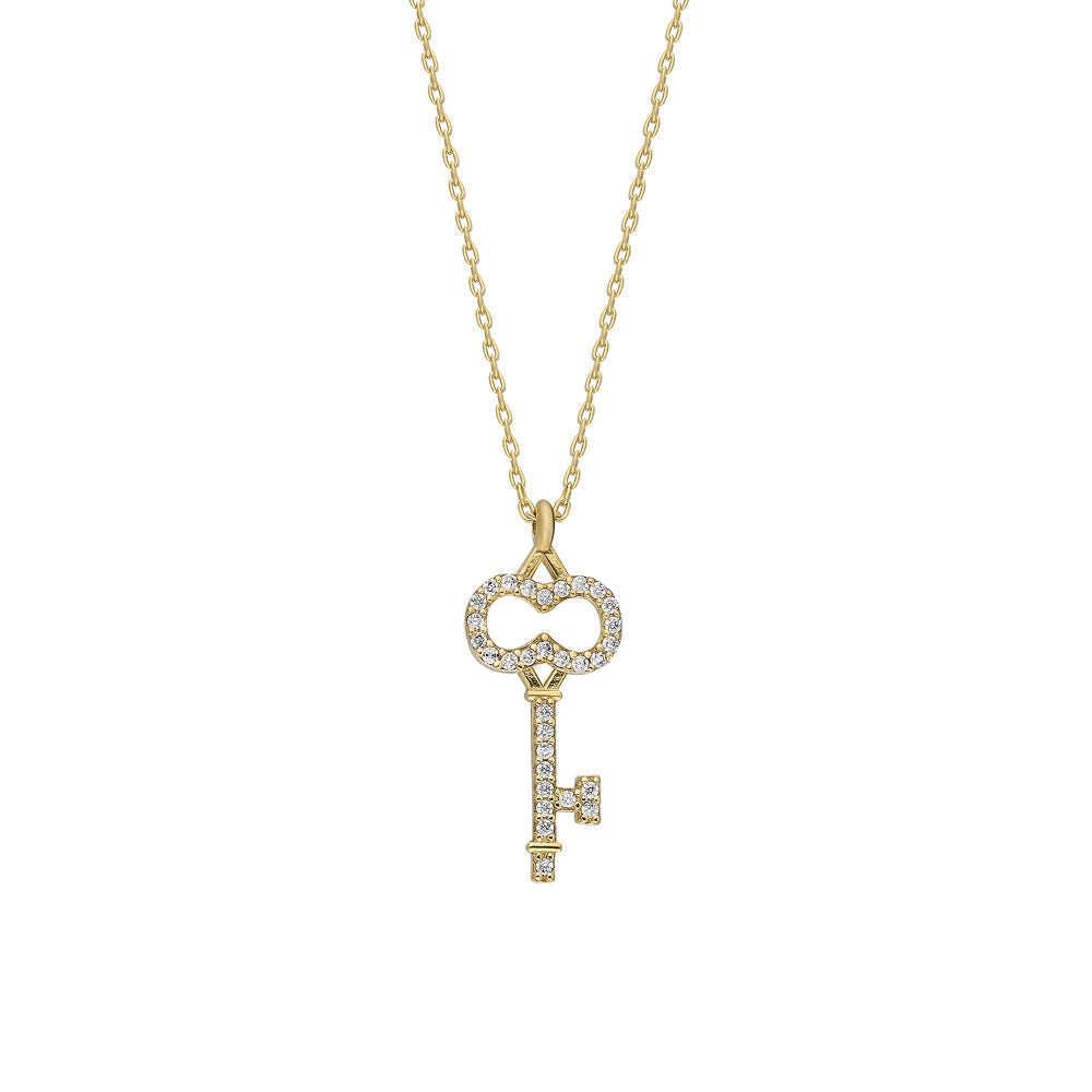 SCHLÜSSEL HALSKETTE MIT ZIRKONIA aus 925 Silber - Eleganter Halskette - AURIME