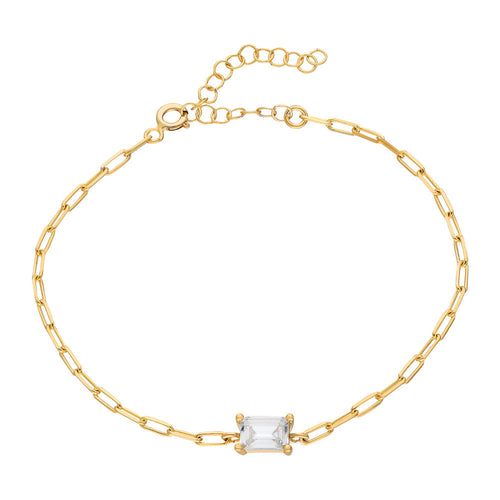 Baguette Armkette II aus 925 Silber von AURIME, elegantes Armband mit baguetteförmigen Edelsteinen und filigraner Verarbeitung