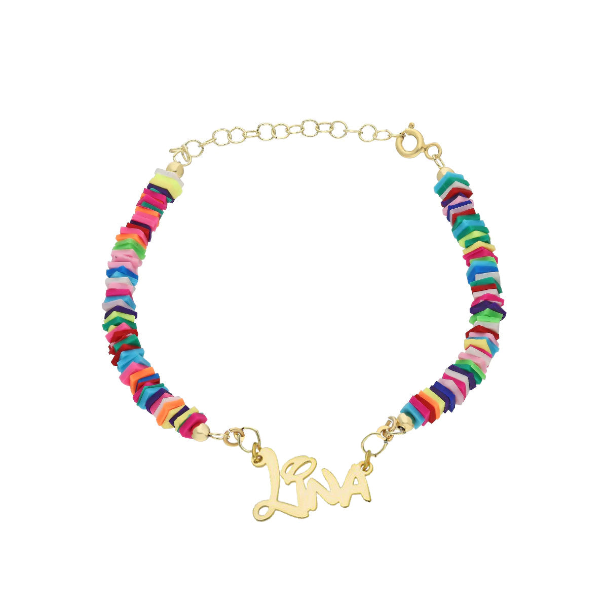 COLORFULL KIDS ARMBAND MIT NAMEN ECKIG aus 925 Silber - Eleganter Armband - AURIME