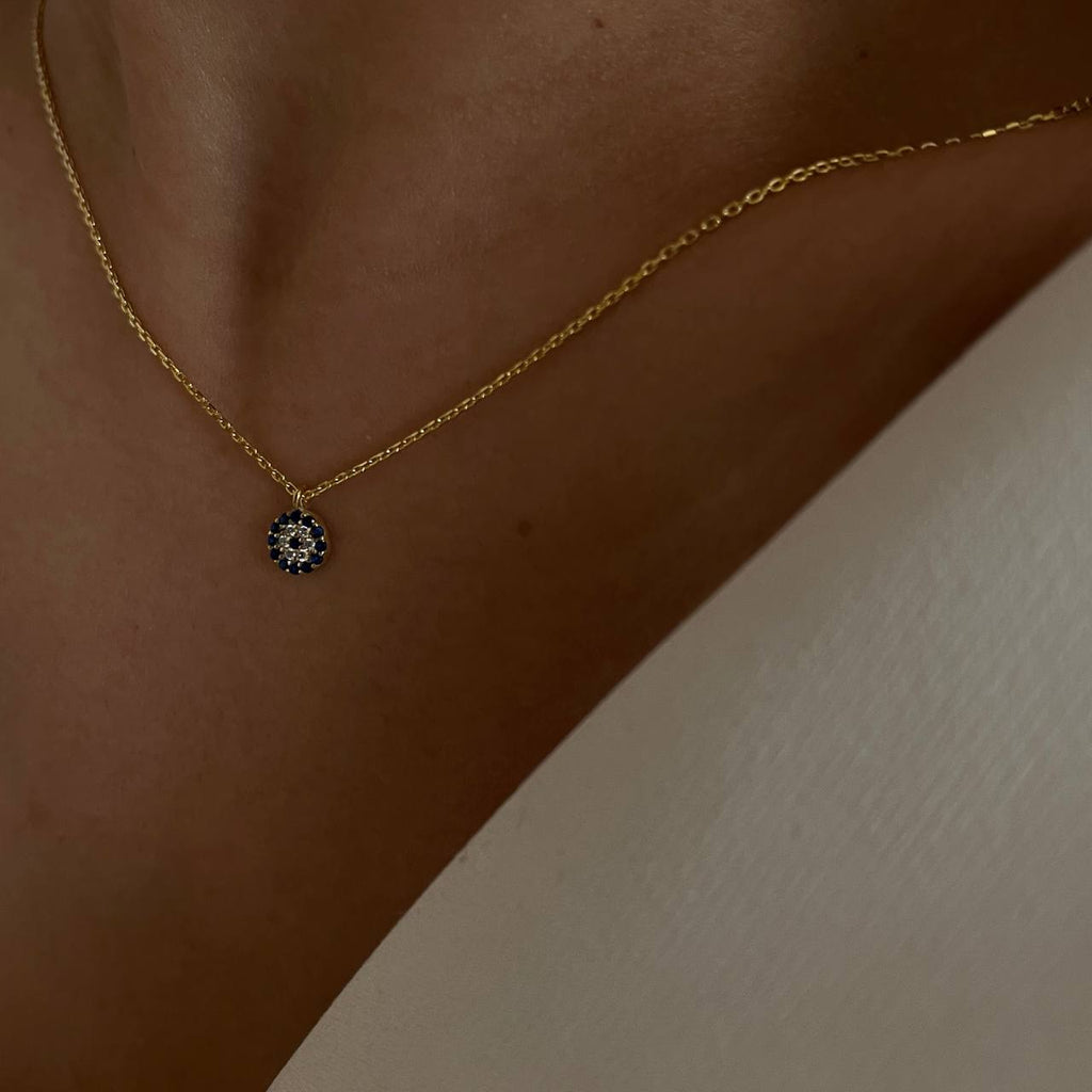 MINI NAZAR ZIRKONIA HALSKETTE aus 925 Silber - Eleganter Halskette - AURIME