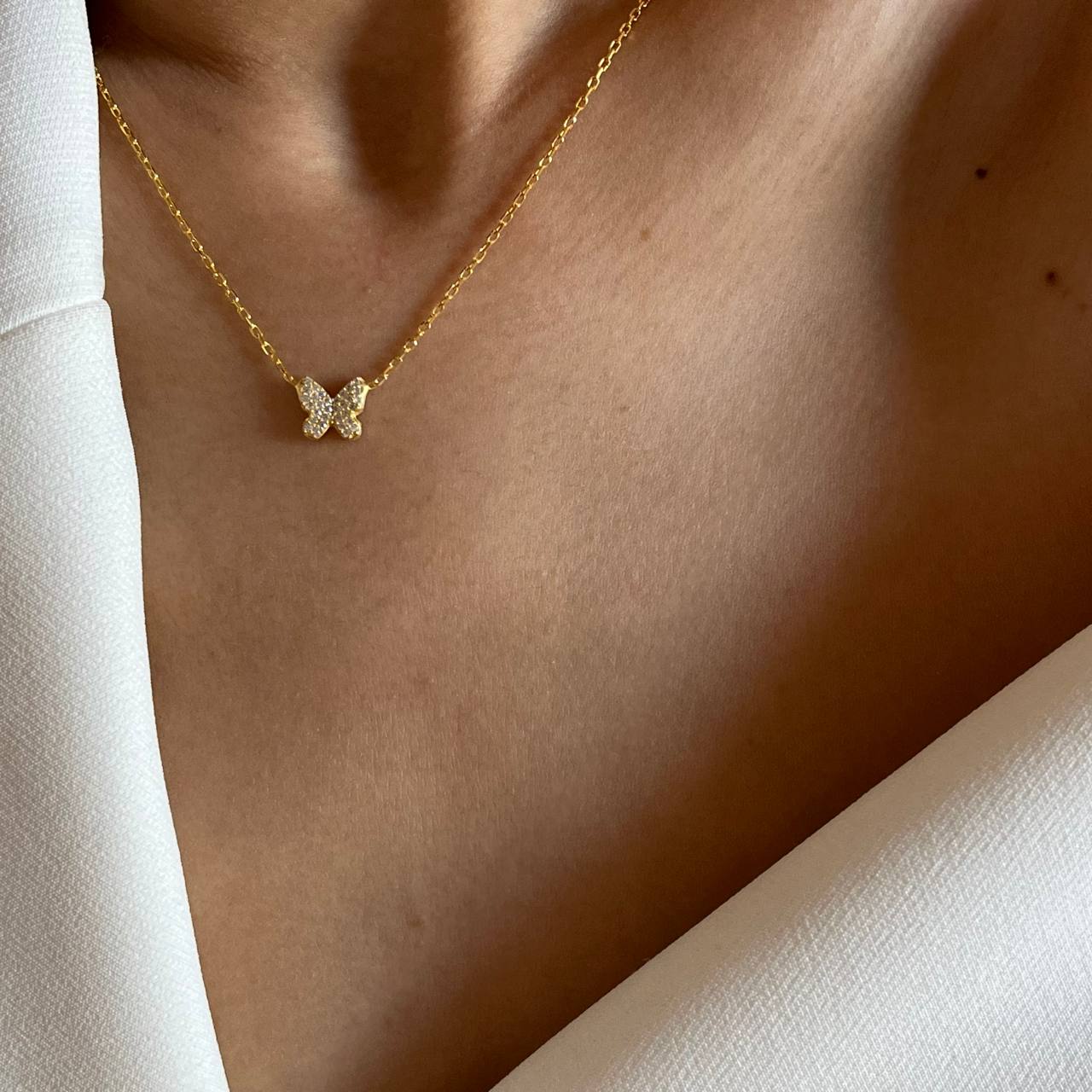 MINIMAL BUTTERFLY HALSKETTE aus 925 Silber - Eleganter Halskette - AURIME