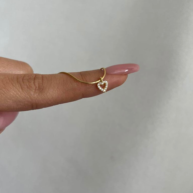 MINI ZIRKONIA HERZ HALSKETTE aus 925 Silber - Eleganter Halskette - AURIME