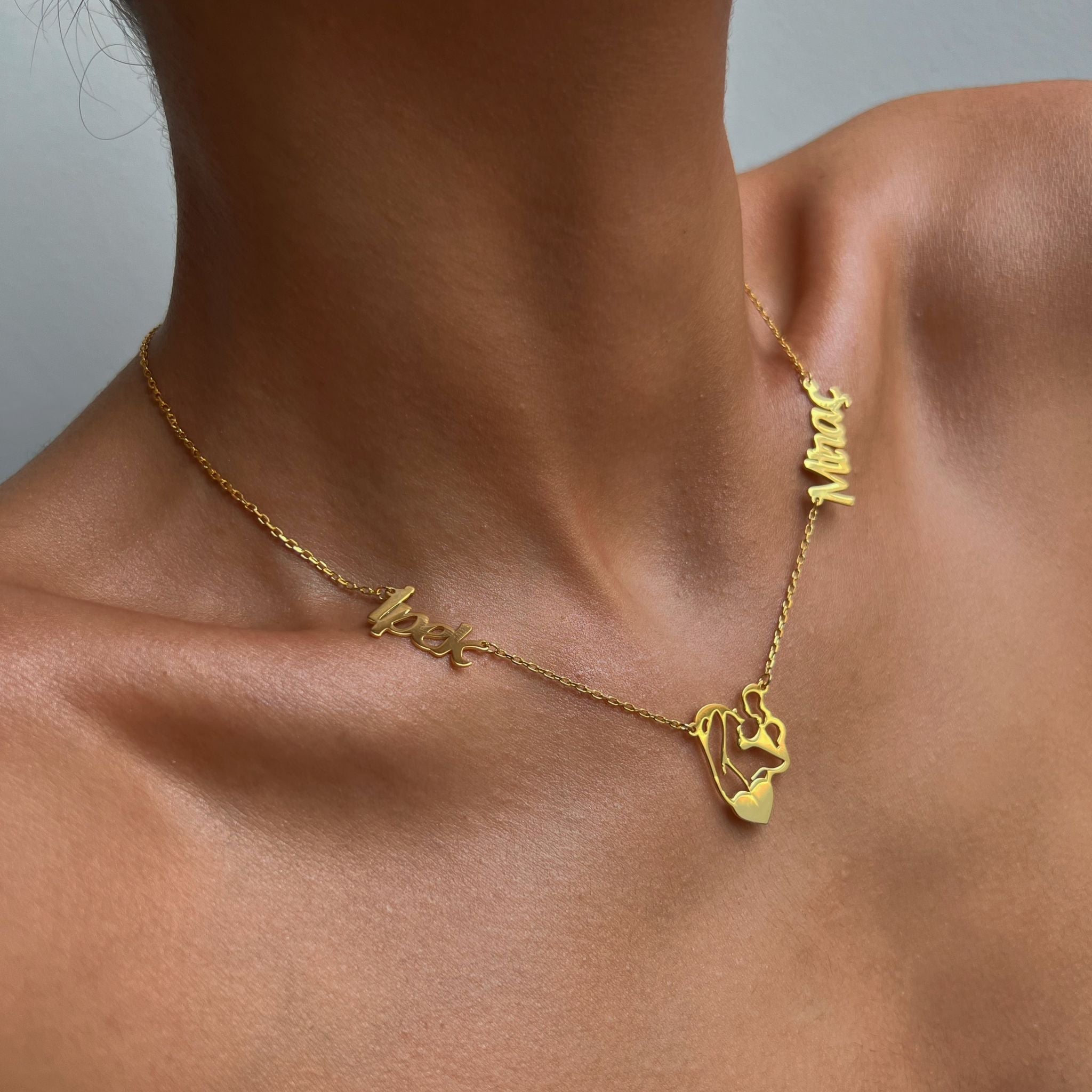 MOM HALSKETTE MIT ZWEI WUNSCHNAMEN aus 925 Silber - Eleganter Halskette - AURIME