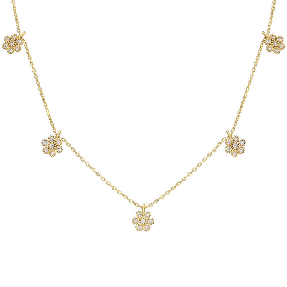 ZIRKONIA DAISY HALSKETTE aus 925 Silber - Eleganter Halskette - AURIME