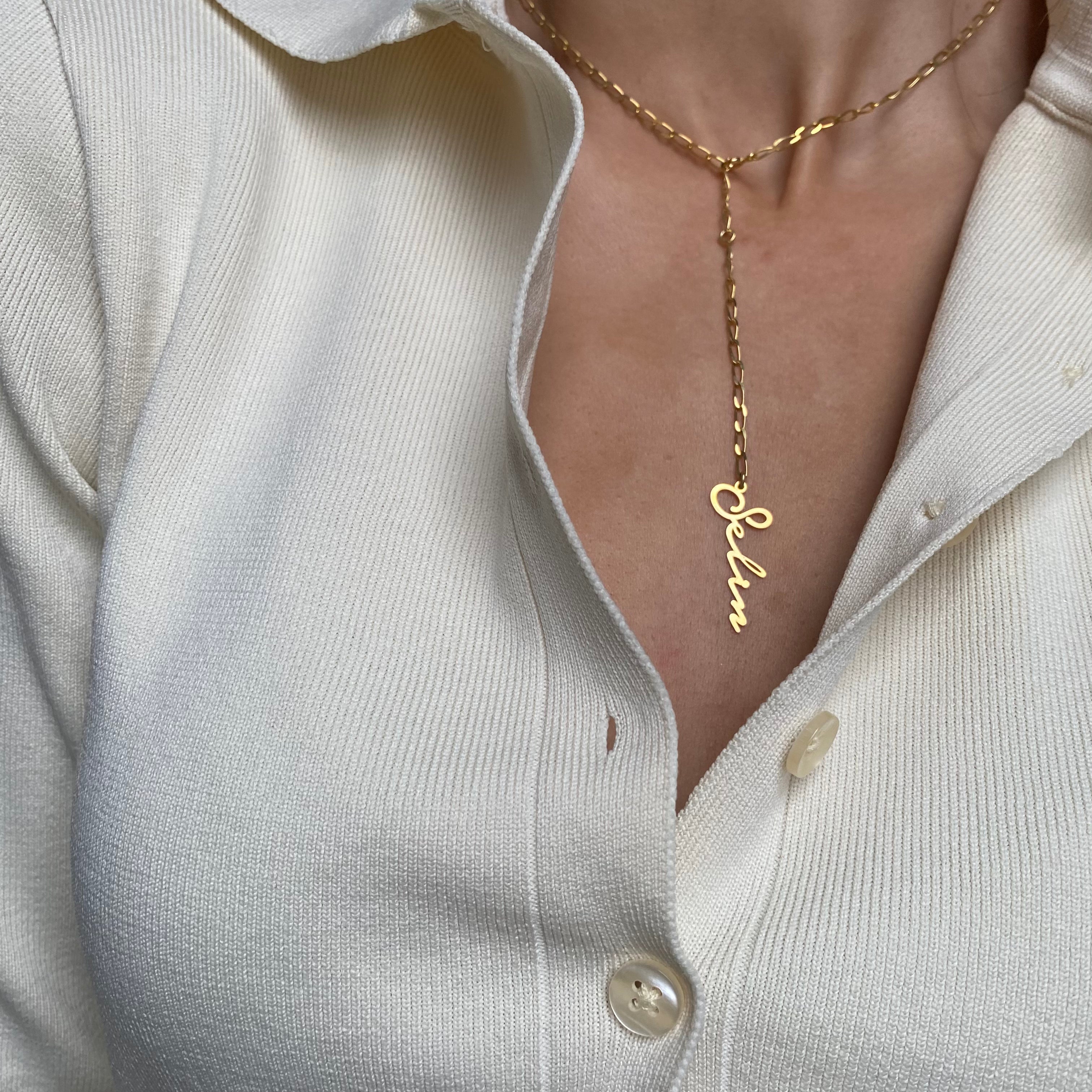 SIGNATUR NAMENSKETTE SELDOM aus 925 Silber - Eleganter Halskette - AURIME