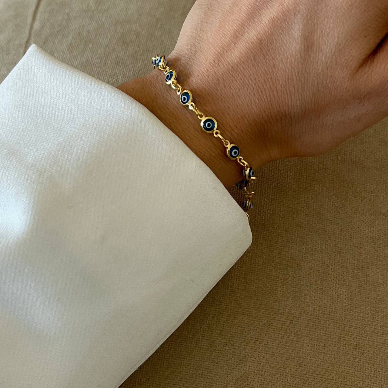 MINI NAZAR ARMKETTE HELLBLAU aus 925 Silber - Eleganter Halskette - AURIME