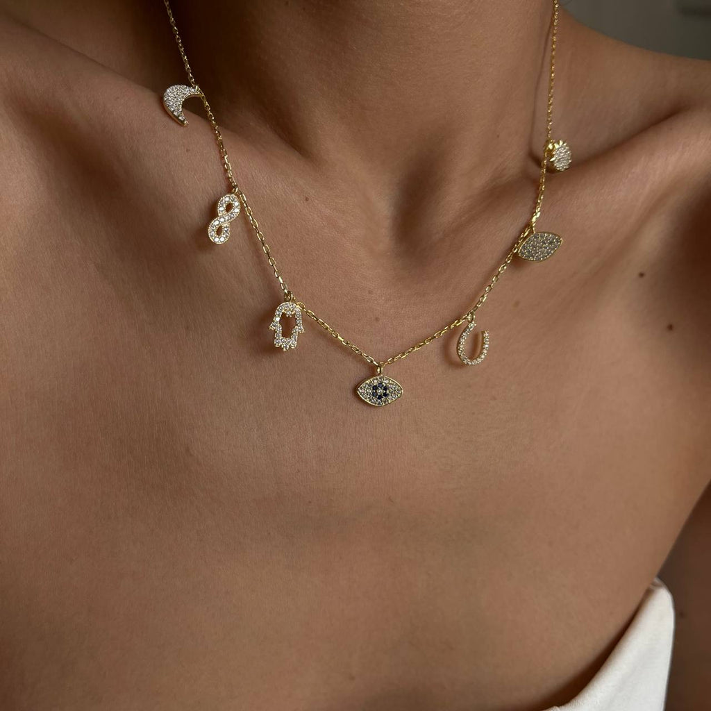 GLÜCKSANHÄNGERN HALSKETTE aus 925 Silber - Eleganter Halskette - AURIME