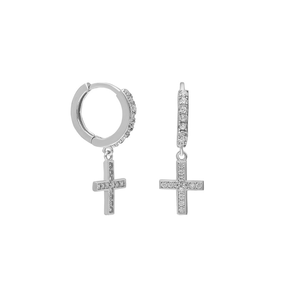 KREUZ ZIRKONIA OHRRING aus 925 Silber - Eleganter Ohrringe - AURIME