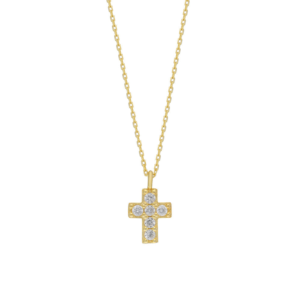 KREUZ KETTE MIT ZIRKONIA STEIN aus 925 Silber - Eleganter Halskette - AURIME
