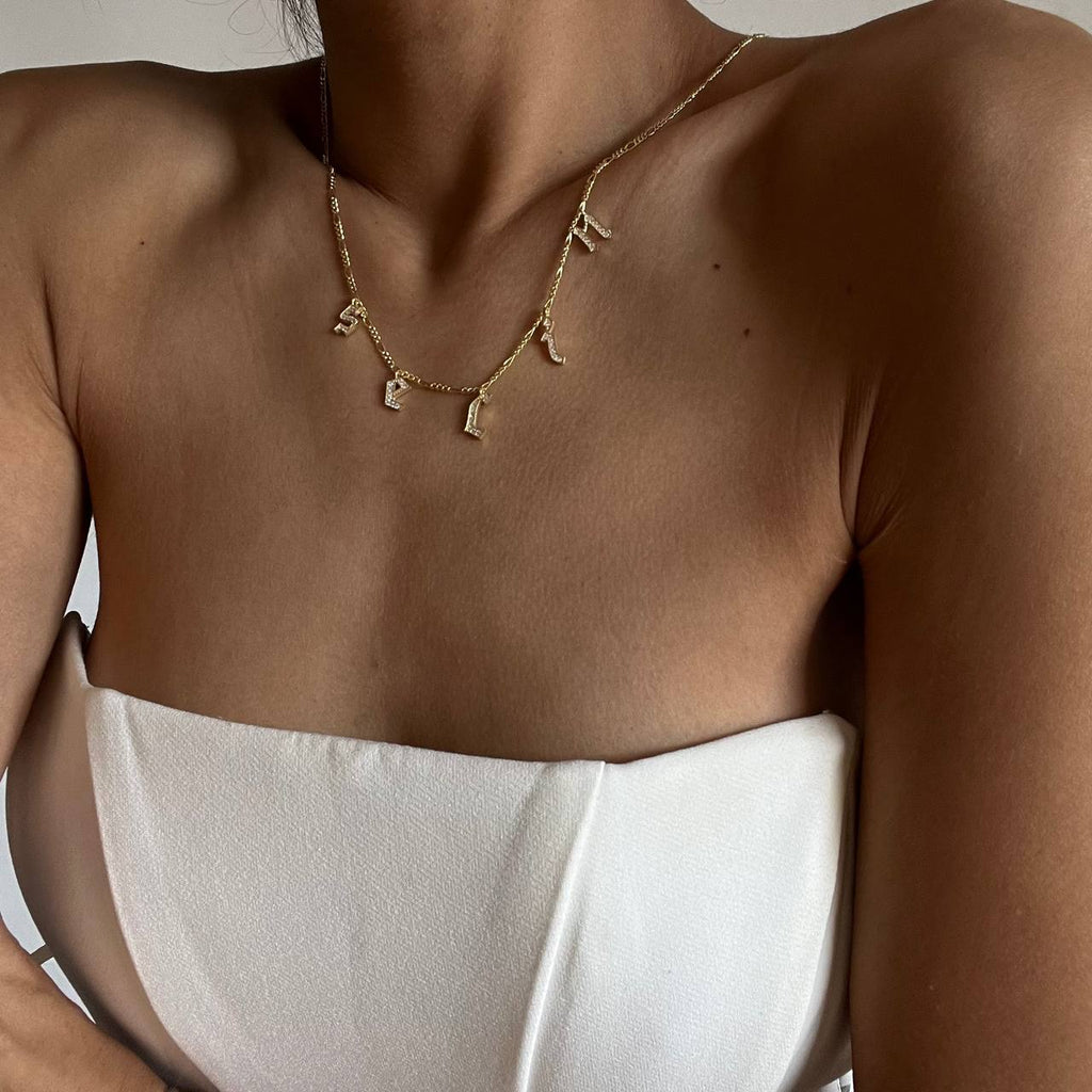 CHOCKER NAMENSKETTE MIT ZIRKONIA GOTHIC aus 925 Silber - Eleganter Halskette - AURIME