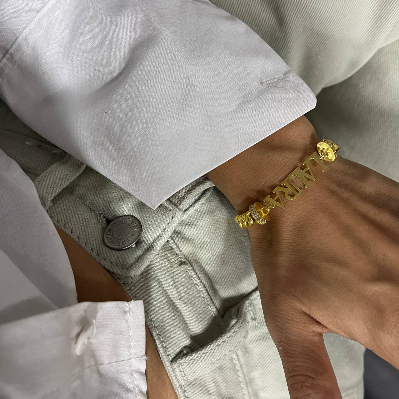 CUBICE ARMKETTE MIT WUNSCHNAMEN aus 925 Silber - Eleganter Halskette - AURIME