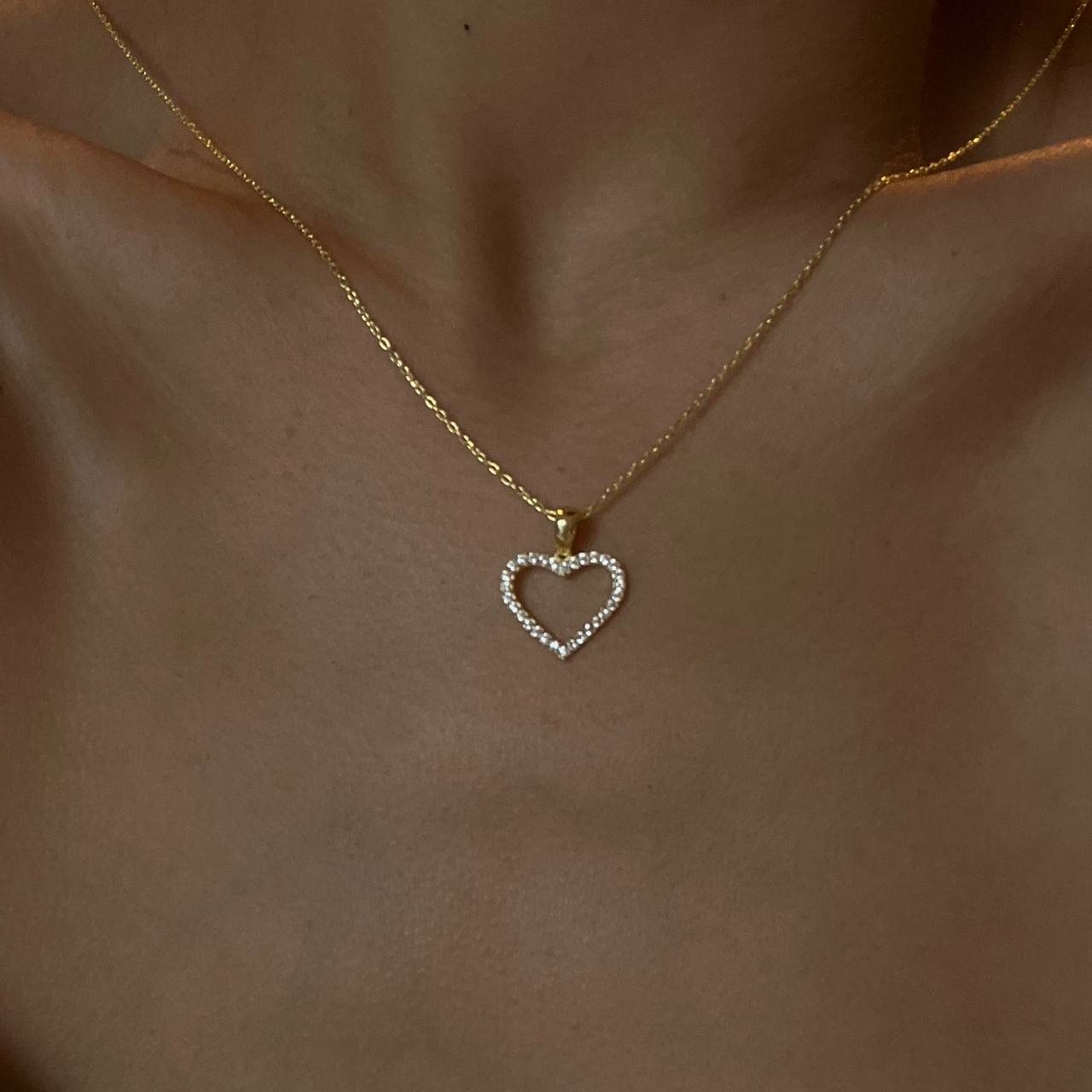 FULL ZIRKONIA HERZ KETTE aus 925 Silber - Eleganter Halskette - AURIME